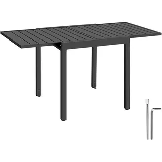 tectake Gartentisch aus Aluminium Campos, 70–140 x 70 x 75 cm, dunkelgrau , Dunkelgrau , Metall , Patchwork , Rechteckig , 140x75x70 cm , Gartenmöbel, Gartentische
