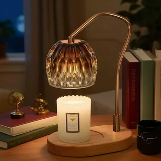 Kerzenwärmer-Lampe für Glas, Timer & Dimmer, Dekolicht für Zuhause (Braun)