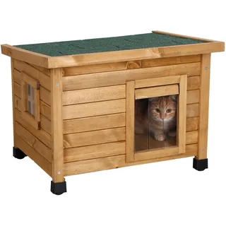 Kerbl Katzenhaus Rustica Holz 57x45x43 cm Braun/Grün