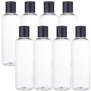 BENECREAT 8er Pack 150ml leere transparente Plastikreiseflasche mit schwarzer Scheibenkappe Air Flight Kosmetikflaschen für Körperpflege Shampoo Kosmetikflüssigkeit