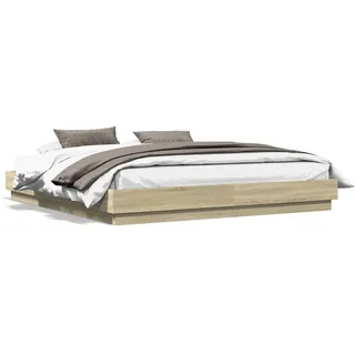 vidaXL Bettgestell Sonoma-Eiche 200x200 cm Holzwerkstoff - Braun