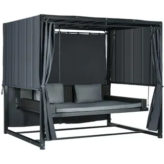 Outsunny Hollywoodschaukel mit Peogola, Gartenschaukel inkl. Kissen für Garten Dunkelgrau , Metall , 180x210x235 cm , Gartenmöbel, Gartenschaukeln, Hollywoodschaukeln