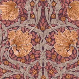 William Morris at Home Vliestapete Pimpernel Blumen 1000x52cm , Rot, Lila , Papier, Kunststoff , Baum/Pflanze/Natur, Floral, Vintage , Rechteckig , 52x1000 cm , FSC Mix , Tapeten & Wandverkleidungen, Vliestapeten