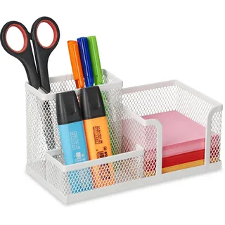 Relaxdays Schreibtisch-Organizer 10 x 18,5 x 9,5 cm Weiß