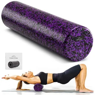 EVEREST FITNESS 60cm Faszienrolle Schaumstoffrolle - Fitness Rolle für Rücken Beine Po - Rückenrolle für Pilates und Yoga - Gymnastikrolle 60cm - Foam Roller - Schwarz/Lila