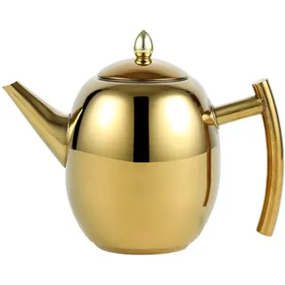 OnePine Teekanne Edelstahl 1.5 Liter, Kaffeekanne mit Filter, Teebereiter für Losen Tee, Spülmaschinenfest (Gold)