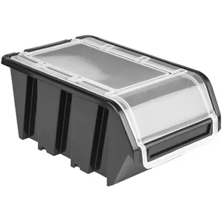 botle 10 x Stapelbox mit Deckel Werkstatt Stapelkiste Sortierbox Box 100x155x70 Schwarz | stapelkisten kunststoff lagerboxen stapelbar