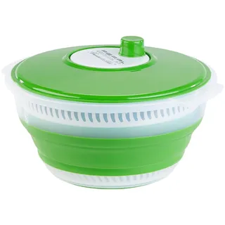 Rosenstein & Söhne Faltbare Salatschüssel: Faltbare XL-Salatschleuder mit Kurbel und hoher Übersetzung, 5 l (Salatschleuder platzsparend, Sieb, Salat)