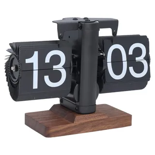 Flip Tischuhr - Retro Vintage Design - Automatische Mechanik - Schwarz - Digitale Uhr - Schwarz