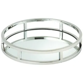 Elegance Beam Spiegeltablett, rund, 27,3 cm, Edelstahl, 10.8"