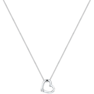 Silberkette ELLI "Halskette Herz Schmuck Geschenk mit Kristallen von Swarovski 925 Sterling Silber" Gr. 45, weiß, Halsketten, Damen, 45,mit Stein, Silber 925 (Sterlingsilber), Silberkette