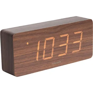 Karlsson - Wecker Tube - Dunkles Holzfurnier, weiße LED - 21x9x4,5cm - Braun