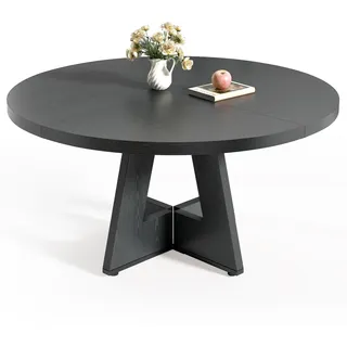 LITTLE TREE Runder Esstisch für 10,2-15,2 cm, mit Holzsockel, schwarzer Esstisch für Esszimmer, Küche, Wohnzimmer