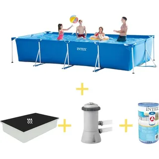 Intex Frame Pool - 450 x 220 x 84 cm - Inklusive Solarsegel, Filterpumpe & Filter