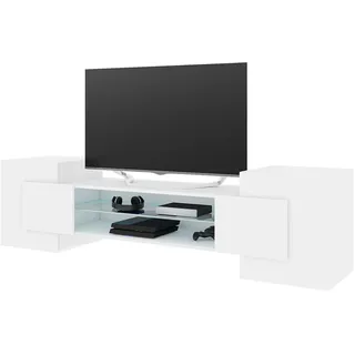 Selsey GAELIN – TV-Lowboard/Fernsehschrank in Weiß Stehend Modern mit LED-Beleuchtung 160 cm