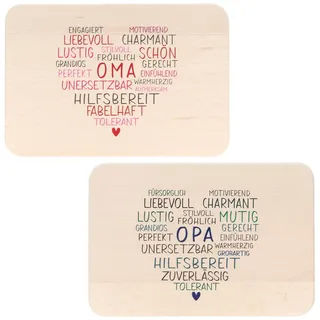 Spruchreif · 2er Set Frühstücksbrettchen Oma und Opa · Geschenkidee Großeltern · Geschenk Opa · Geschenke Oma · Frühstücksbrettchen Gravur