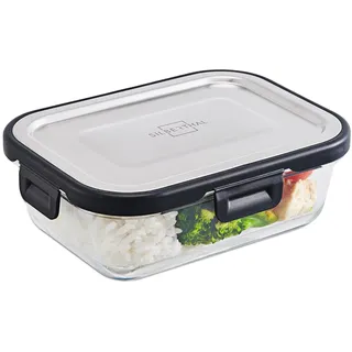 SILBERTHAL Frischhaltedose Glas 1L- mit Edelstahl Deckel - Luftdicht - Auch als Set erhältlich