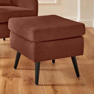 Hocker HOME AFFAIRE "Salla", orange (terra), B:58cm H:49cm T:58cm, Samtcord (92% Polyester 8% Polyamid);Struktur (100% Polyester);Struktur Hahnentritt (100% Polyester);Struktur fein (100% POlyester);Samtoptik (100% Polyester);Fellimitat (100%Polyester), Hocker, Hocker, Bezug auch in Luxus-Microfaser in Teddyfelloptik