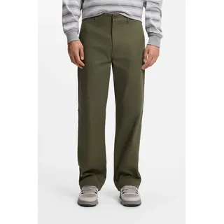 Chinohose HUGO BLUE "Zarik", Herren, Gr. 35, Länge 32, grün (open grün345), Web, Obermaterial: 98% Baumwolle, 2% Elasthan, unifarben, regular fit lang, Hosen Chinohose, regular fit mit schmalem Bein