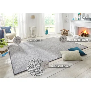 HANSE HOME BT Carpet Wolly Teppich – Wohnzimmerteppich Flachgewebe Kurzflor Woll-Optik Wolle Skandi-Look Esszimmer, Wohnzimmer, Kinderzimmer, Schlafzimmer – Creme, 160x240cm