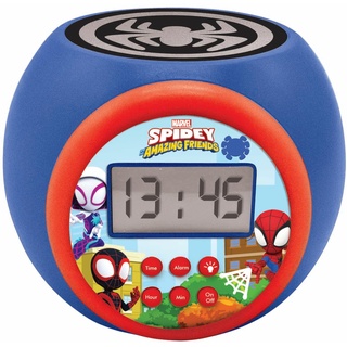 Lexibook, Spidey und Seine Super-Freunde, Projektionswecker mit Schlummerfunktion und Alarmfunktion, Nachtlicht mit Timer, LCD-Bildschirm, batteriebetrieben, RL977SP1