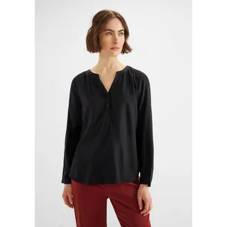 STREET ONE Shirtbluse Style Bamika mit Seitenschlitzen, schwarz