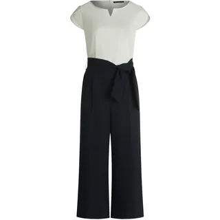 Jumpsuit BETTY BARCLAY "Jumpsuit mit Eingrifftaschen", Damen, Gr. 40, EURO, blau (patch dunkelblau, cream), Obermaterial: 86% Polyester PES. 14% Elasthan EL., Overalls Jumpsuit
