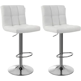 Songmics 2er-Set Barhocker mit Lehne und robustem, weiß, 38 x 44,5 x 115 cm