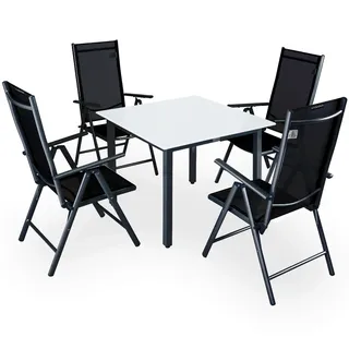 Garten-Sitzgruppe Bern 5-tlg Anthrazit Alu Milchglas