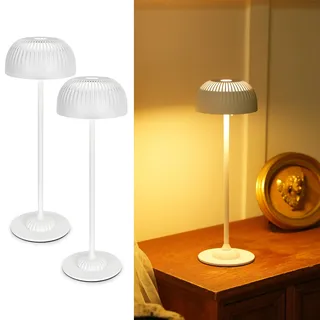 LuminexDesigns Touch Nachttischlampen 2er Set, Kabellose Tischlampen dimmbar, 5200mAh Akku wiederaufladbar, 3 Farbmodi, IP54, Warmes Ambientelicht für Schlafzimmer & Wohnzimmer, Weiß