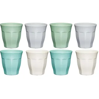 Colourworks KitchenCraft Becher Geschirrset, 4-teiliges Gläser Set, Unzerbrechliche Camping Becher aus Melamin, Picknick und BBQ Gläser in 4 Pastellfarben, Outdoorgeschirr, 280 ml (Packung mit 2)