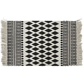 DKD Home Decor Teppich, Weiß und Schwarz, aus Polyester und Baumwolle, 80 x 50 x 1 cm