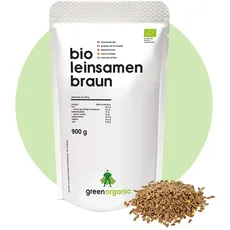 Bio Leinsamen, braun, premium, glutenfrei, sojafrei, ganze Samen, Leinsaat, naturbelassen, rein pflanzlich, EU-Landwirtschaft - 900g
