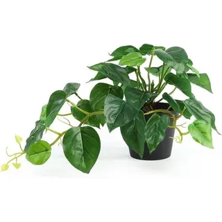 Unyqoos® Kunstpflanze Monstera im Topf, grün, Polyester, ca. 28 cm hoch x 40 cm breit, Topf 12 x 10 cm, 700 g, Dekoration für Zuhause