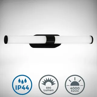B.K.Licht "LED Badleuchte Spiegelleuchte schwarz IP44 Spiegelleuchte 40cm 7W 690lm 4000K, schwarz,
