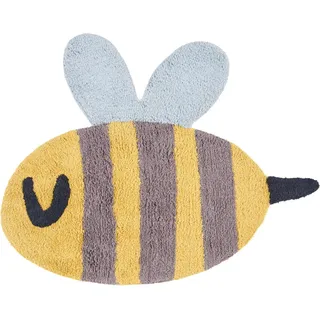 Patinio Kinderteppich , Braun, Gelb, Grau , Textil , Biene , zylindrisch , 80x100 cm , AZO-frei , waschbar, leicht zusammenrollbar , Teppiche und Böden, Teppiche, Kinderteppiche