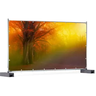 Wallario XXL Outdoor-Poster für Garten oder Balkon, Motiv Bunter Herbst - Waldlandschaft bei Nebel in Regenbogenfarben, in ca. 340 x 173 cm - Braun