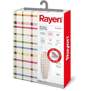 Rayen | Universal-Bügelbrettbezug | EasyClip Einstellung Bügelbezug | 3 Lagen: Schaumstoff, Fleece, 100% Baumwollstoff | Mittleres XXL-Sortiment | Größe: 150 x 55 cm | Einstampfend