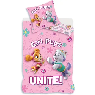 Paw Patrol Baby- Bettwäsche Set "Girl Pubs Unite!" in rosa 100 x 135 cm - Rosa