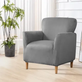 SHANNA Bankett Luxus Sesselbezüge: Neueste Samt 1Stück Stuhlhussen Hohe Stretch rutschfeste Einfarbige Sesselbezug für Büro Empfang Lesesofa (Dunkelgrau)