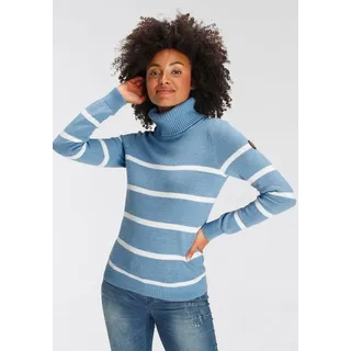 KangaROOS Rollkragenpullover in lässiger Form mit Kontraststreifen, blau