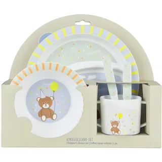 Sterntaler Geschirrset Familie Bär, Kinder-Geschirrset für Babys und Kleinkinder, rutschfester Sockel an Teller, Schale und Becher, lebensmittelecht, robust, spülmaschinengeeignet, 23,5×25×10 cm, bunt