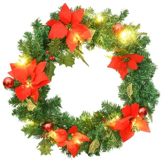 vidaXL Weihnachtskranz mit LED-Leuchten Grün 60 cm PVC - Grün
