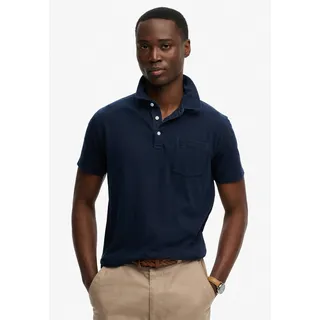 Poloshirt SUPERDRY "CLASSIC COTTON LINEN POLO", Herren, Gr. 3XL, hampton navy, Single Jersey, Obermaterial: 80% Baumwolle, 20% Leinen, unifarben, slim fit normal, Rundhals, Shirts Poloshirt, aus tollem Baumwoll-Leinen-Mischgewebe