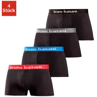 Hipster BRUNO BANANI, Herren, Gr. L, 4 Stk., schwarz, Jersey, Obermaterial: 95% Baumwolle, 5% Elasthan, unifarben, körpernah, Unterhosen Hipster, knapp sitzende Boxershorts in uni oder gemustert aus Baumwollmischung, Topseller