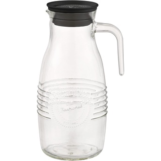 APS Glaskaraffe -OLD FASHIONED- Ø 12 cm, H: 26 cm, 1,8 Liter Glas, Karaffe mit Deckel und Sieb 1,8l