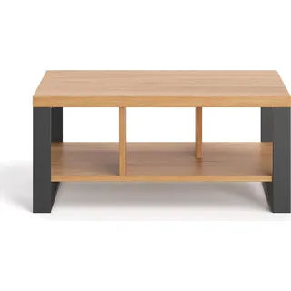 Rechteckiger Volant-Couchtisch 140 cm, Massivholz, Skandinavisch - Braun