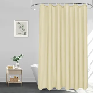 EurCross Duschvorhang Beige 180x200 cm Textil Polyester Stoff Bad Vorhang, Wasserdicht Waschbar Duschvorhänge für Badewanne, Anti-Schimmel Schnell Trocknend 1,8 x 2m lang mit 12 Ringen