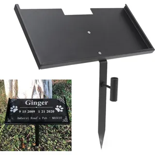 Grabtafel-Ständer aus Eisen – Wetterfest, matt, mit Abflussloch – Gedenktafel-Halterung für Verstorbene & Haustiere, einfache Montage