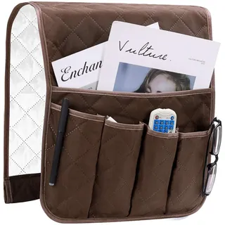 MaoXinTek Armlehnen Organizer Platzsparender für Couch oder Sessel Bett Storage Tasche TV Fernbedienung Halterung für Handy, Buch, Zeitschriften, Bleistift (Braun)